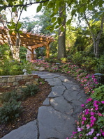 08 Garden-landscape-ideas-country-style-covered-wooden-pergola-stone-garden-path