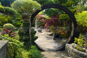 z japanese-style-garden-with-moon-gate-rocks-shrubs-and-trees-design-B2XKHY