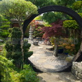 z japanese-style-garden-with-moon-gate-rocks-shrubs-and-trees-design-B2XKHY